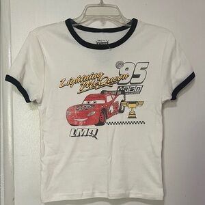Disney Lightning McQueen Teen T-Shirt - White with Black Trim -